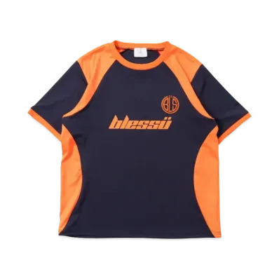 BLESS U BU Fit T Shirt "NavyxOrange"