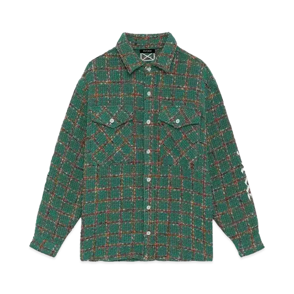 MLVINCE EMBROIDERY CHECK TWEED SHIRTS "GREEN"