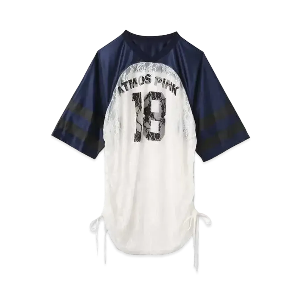 atmos pink Lace Docking T-Shirt "Navy"