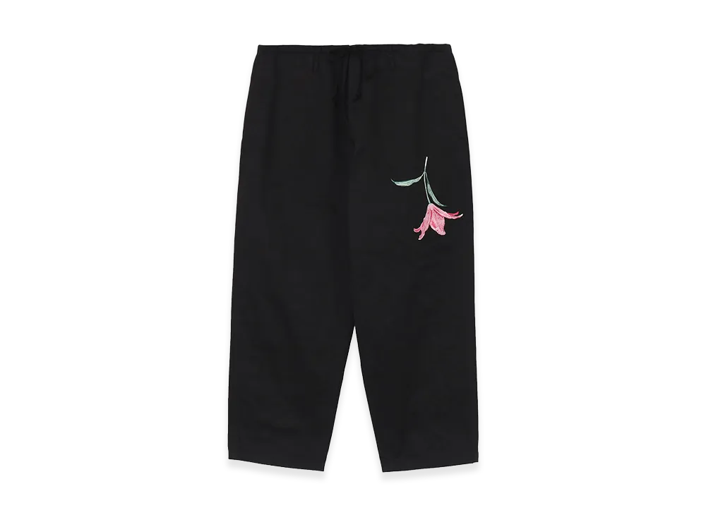 WILDSIDE YOHJI YAMAMOTO Pink Tulip Embroidery Pants "Black"