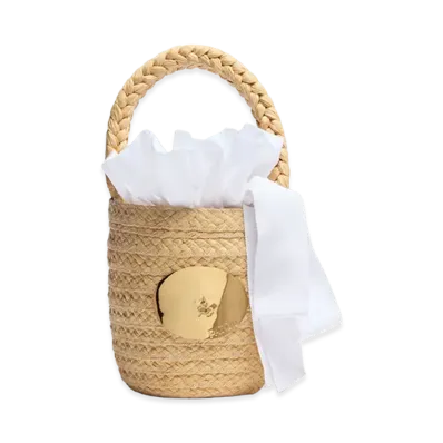 PATOU Women's Iconic Raffia Bucket Bag "White"