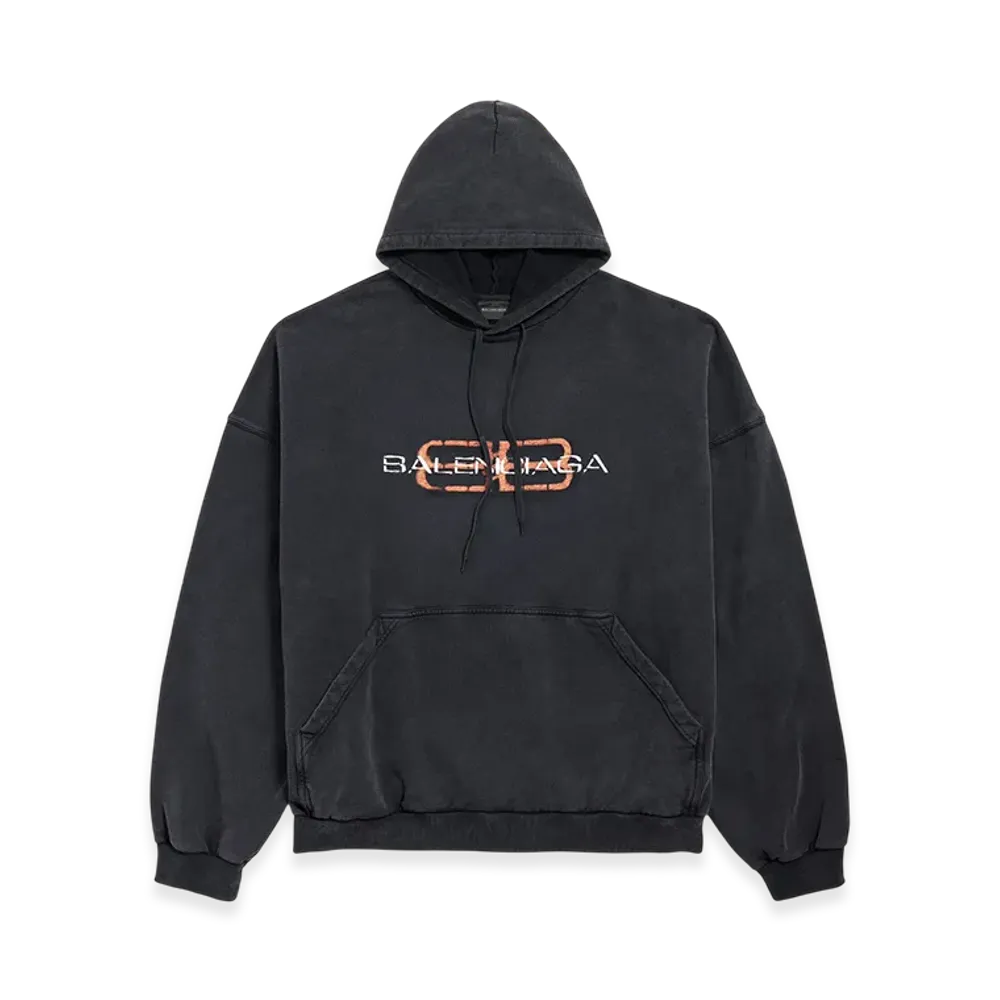 BALENCIAGA BB Icon Stencil Hoodie Large Fit "Faded Black"