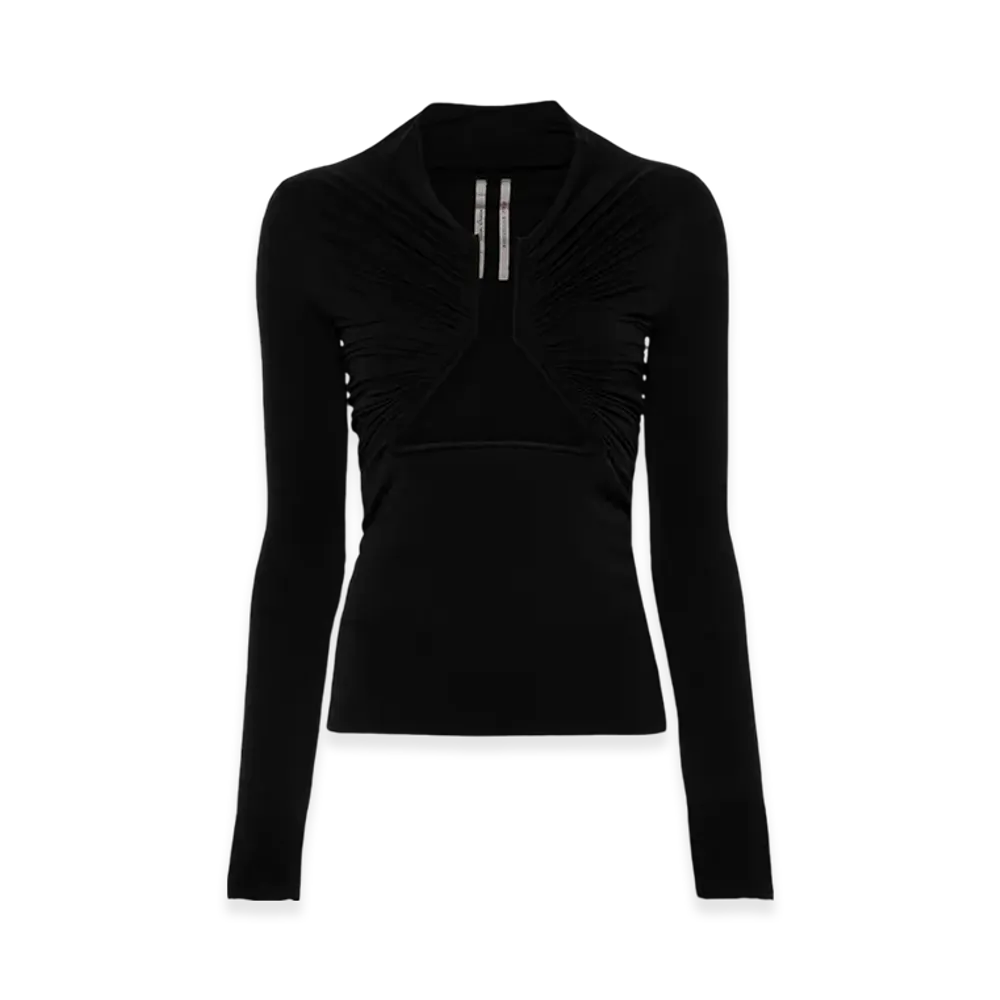Rick Owens Porterville L/S Prong T-Shirt In Nylon Stretch Jersey "Black"