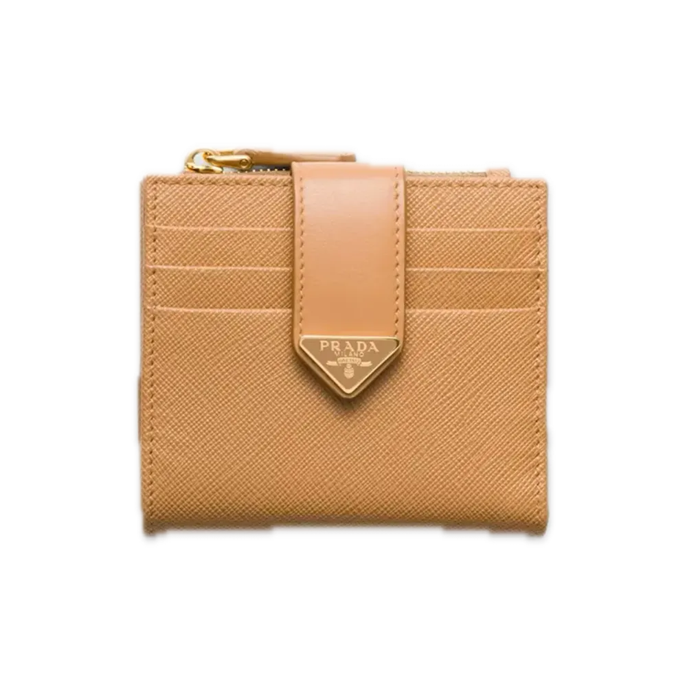 PRADA Saffiano Tab Bifold Wallet "Natural"