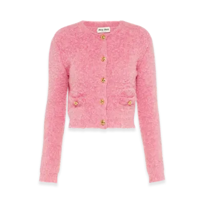 MIU MIU Women's Boucle Cardigan "Pink"