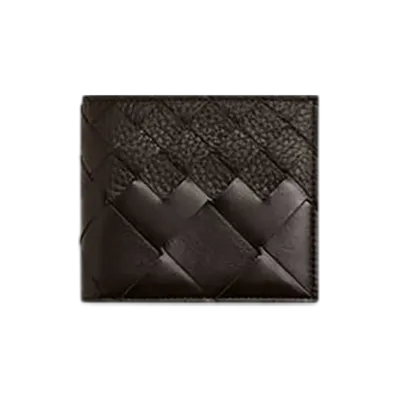 Bottega Veneta Intrecciato Bi-Fold Wallet "Fondente"