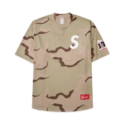 Supreme Shop S Logo Baseball Henley "Desert Camo - Paris"