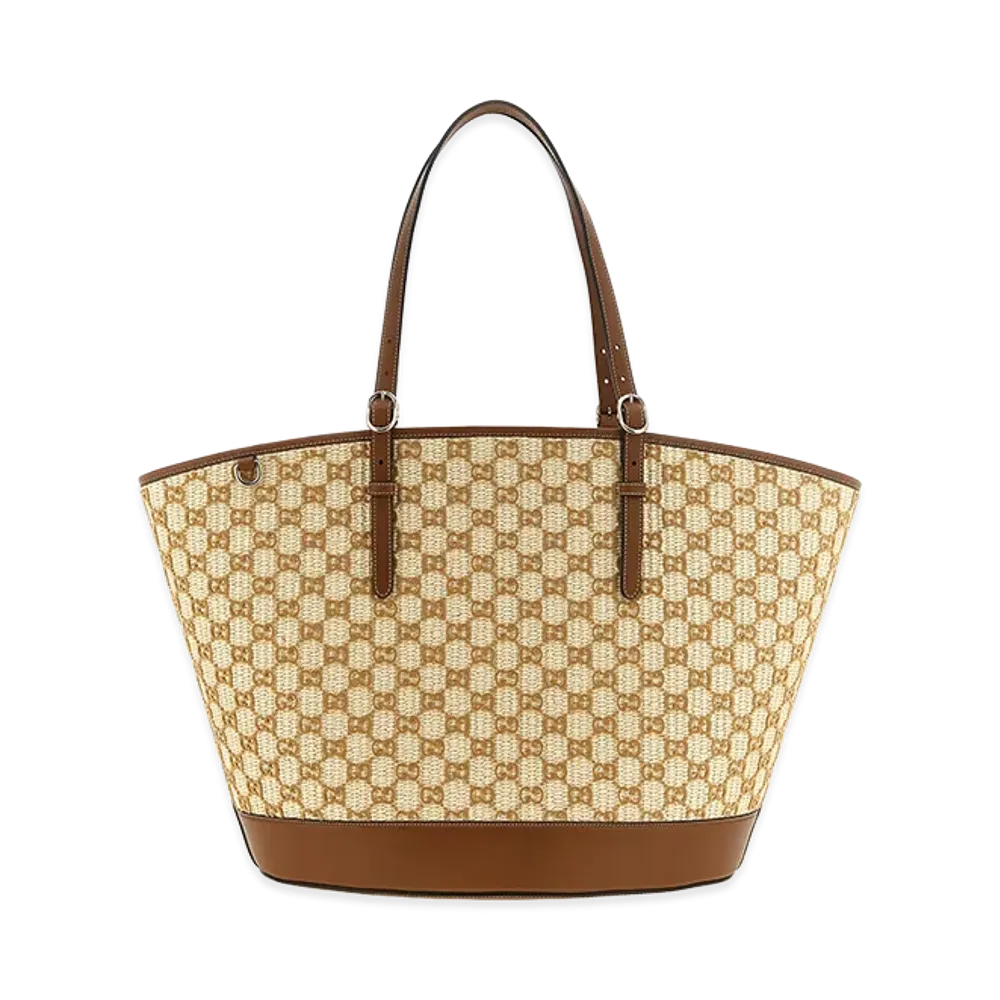 GUCCI Women's Large Woven Shopping Bag "Brown"