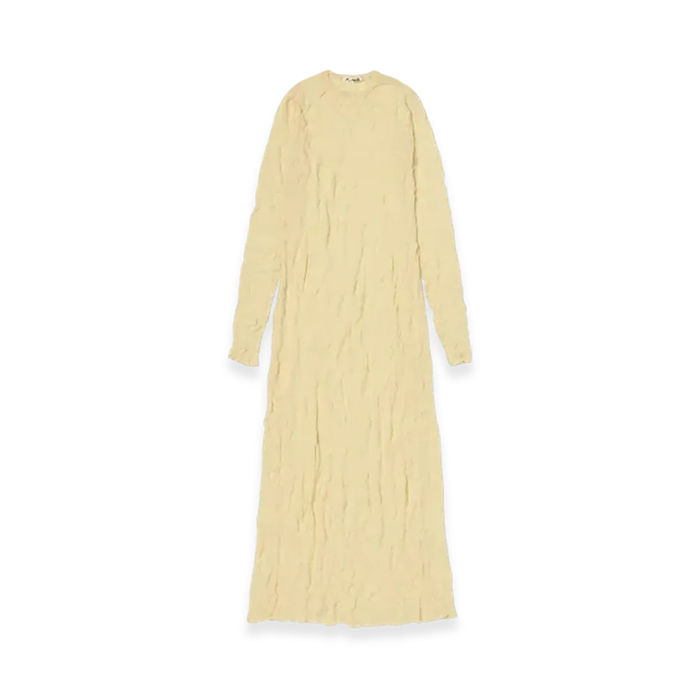 AURALEE Wrinkled Wool Polyester High Gauge Knit Dress "Yellow"