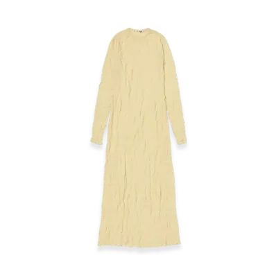 AURALEE Wrinkled Wool Polyester High Gauge Knit Dress "Yellow"