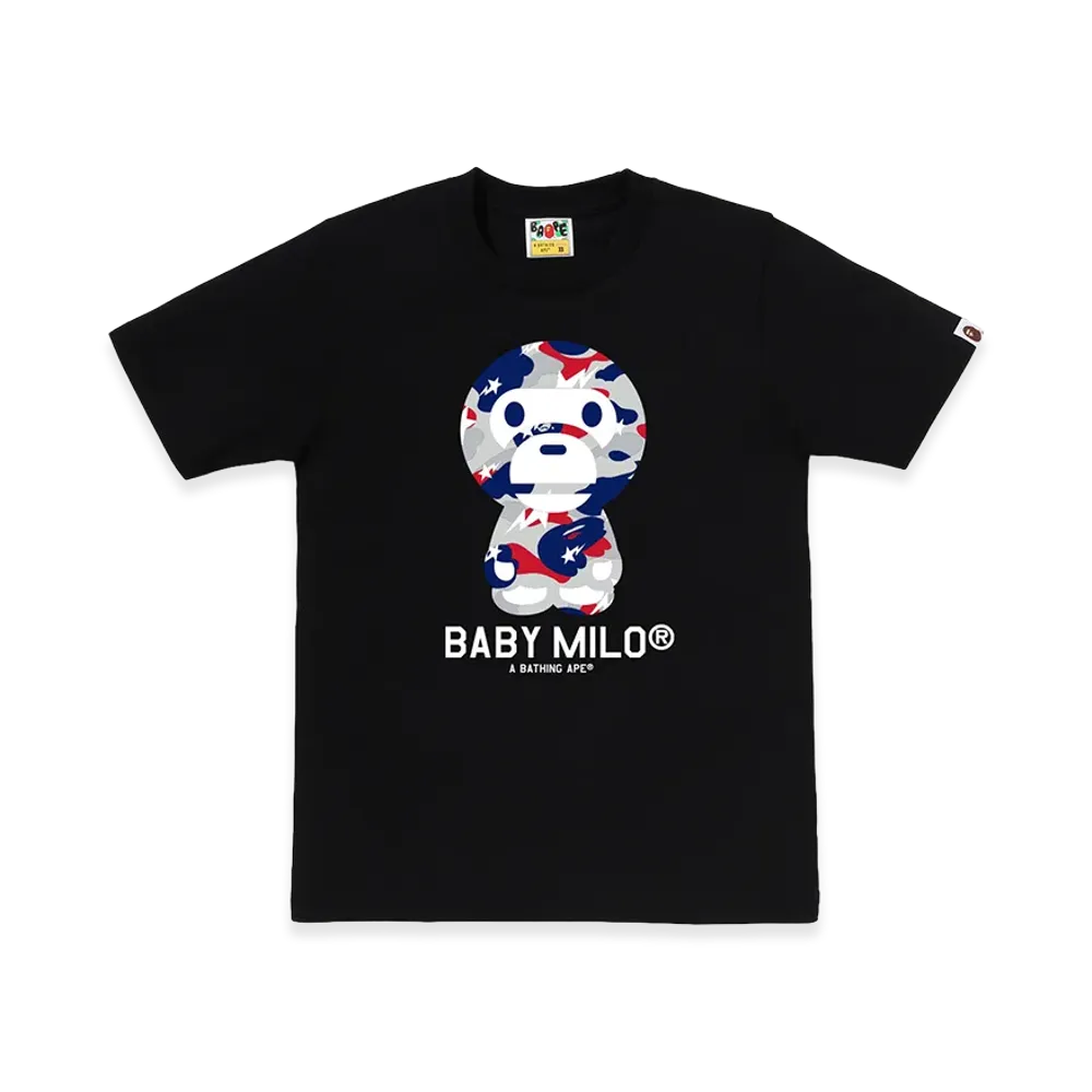 A BATHING APE Women's Sta Strike Camo Baby Milo Tee "Black"