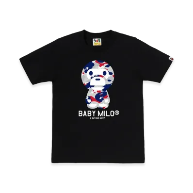 A BATHING APE Women's Sta Strike Camo Baby Milo Tee "Black"