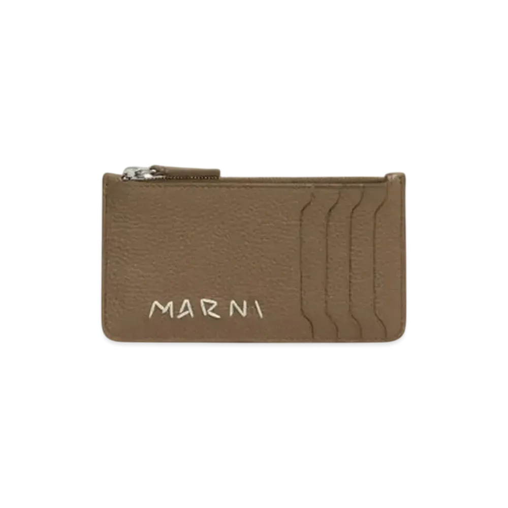 Marni Leather Card Case with Marni Mending Embroidery "Creta"
