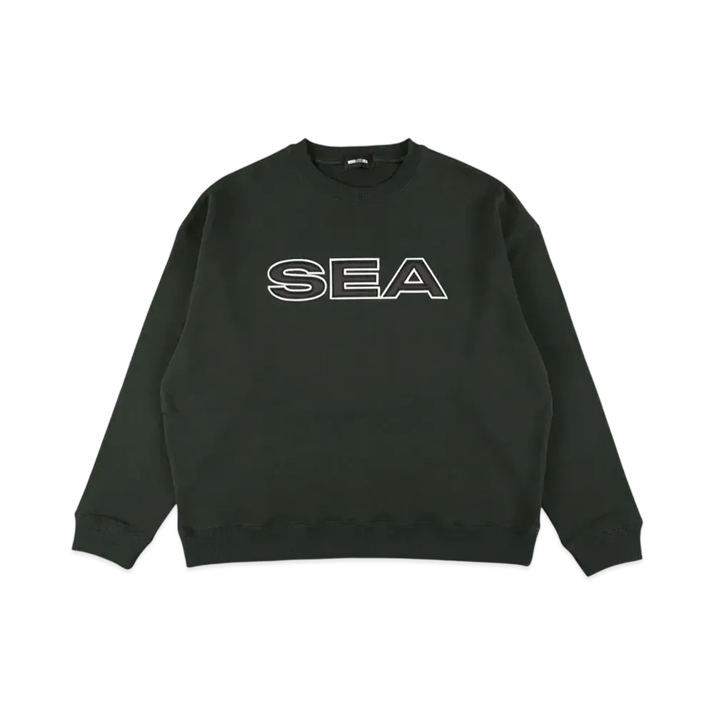 WIND AND SEA Satin Patch Crewneck Sweatshirt "Green"
