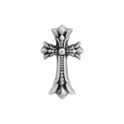 Chrome Hearts Double CH Cross Small Pave Diamond Pendant "Silver"