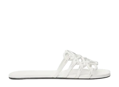 LOEWE Women's Petal Anagram Slide in Soft Calfskin "Anthurium White"