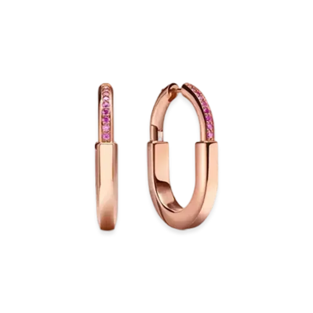 Tiffany & Co. Tiffany Lock Medium Earrings with Sapphires 18K "Rose Gold"