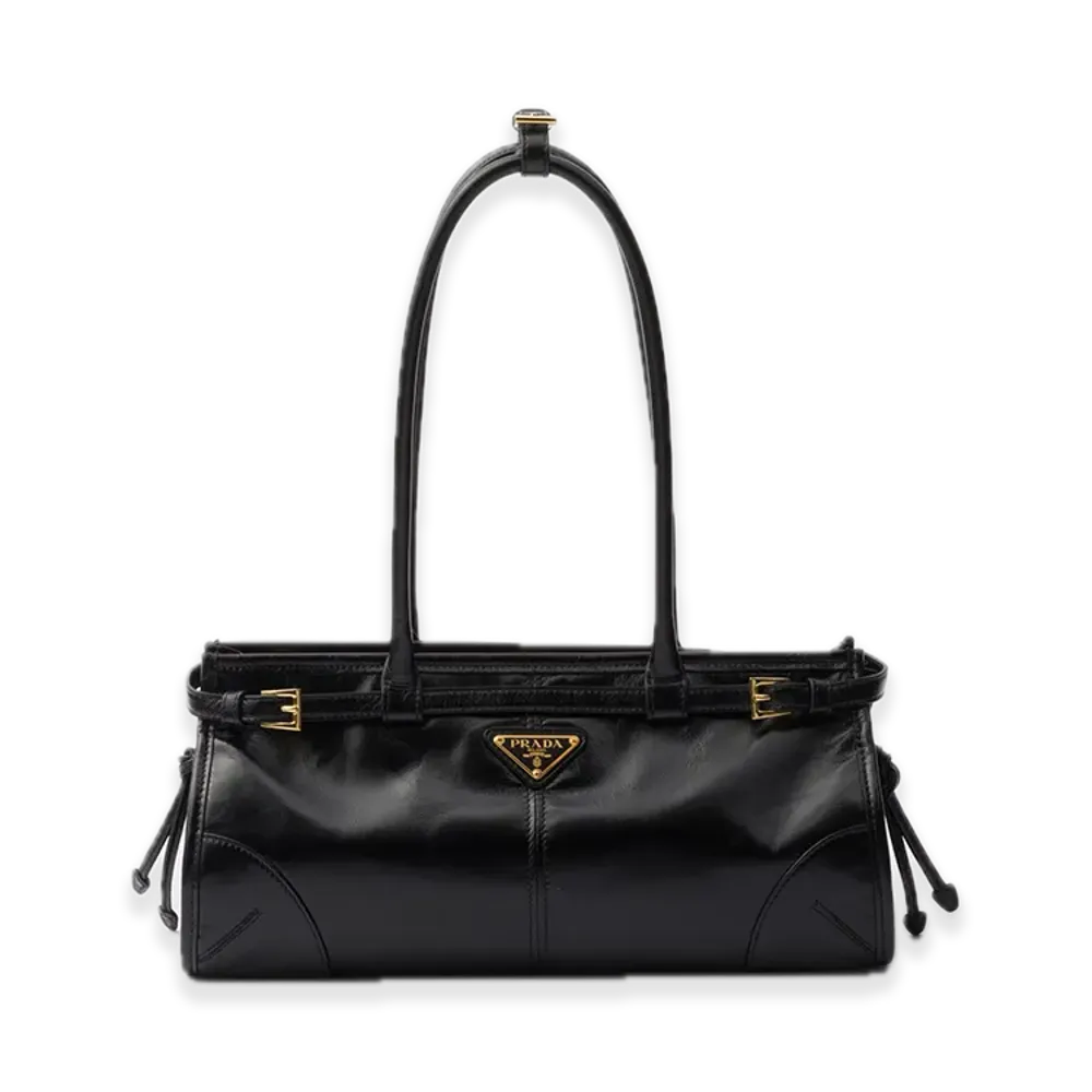 PRADA Bonnie Medium Leather Handbag "Black"