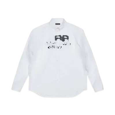 BALENCIAGA Hand Drawn BB Icon Long Sleeve Large Fit Shirt "White"