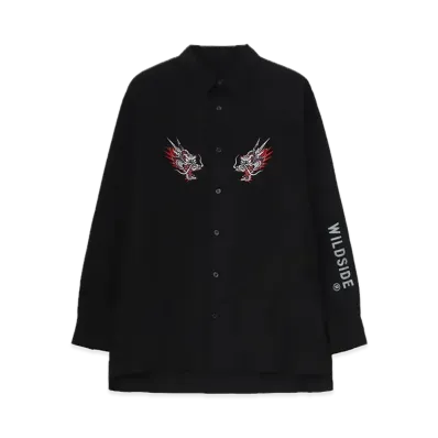 WILDSIDE Yohji Yamamoto x Ryu Ga Gotoku Studio Ryugyo Cotton Embroidery Shirt "Black"