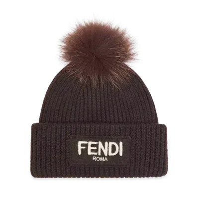 FENDI Women's Pompon Beanie "Brown"