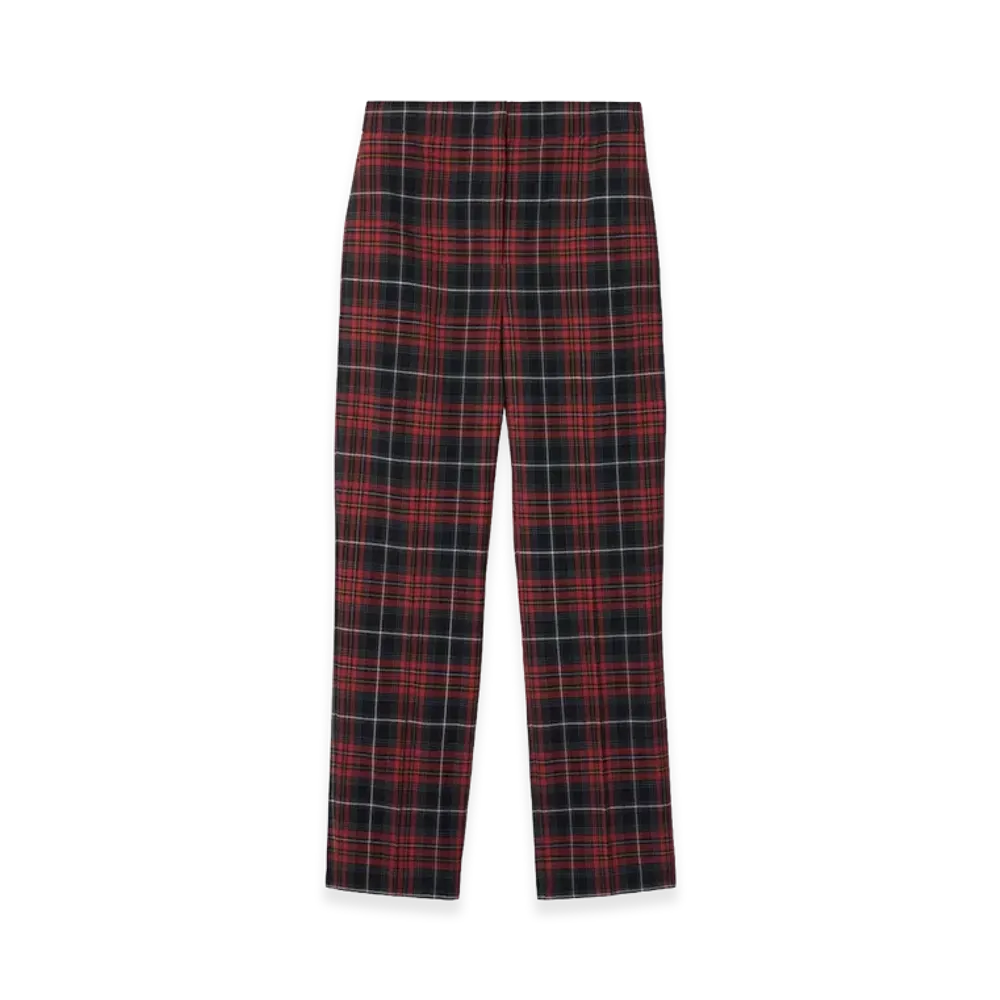 Burberry Women's Check Wool Blend Tailored Trousers "Poppy Red"