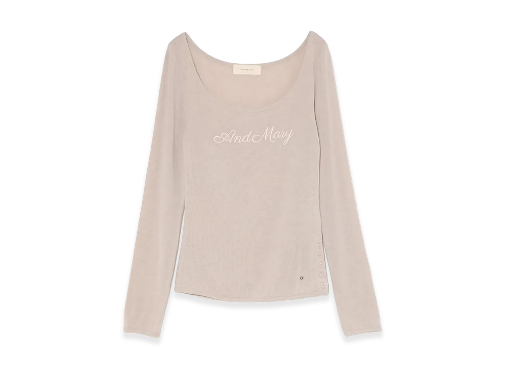 ANDMARY Women's Letter Logo Sheer Tops "Beige"