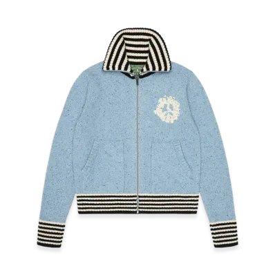 DENIM TEARS University Zip Up Sweater "Blue"