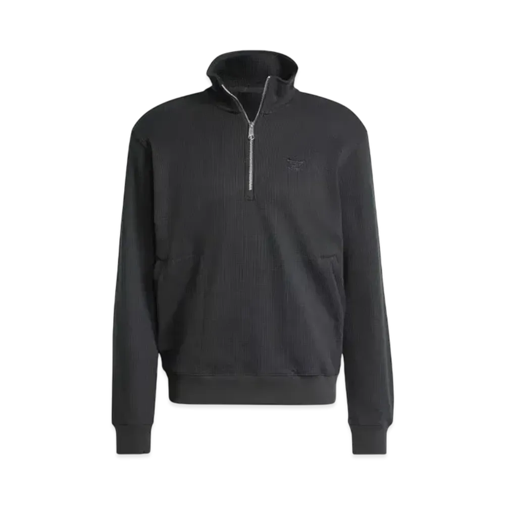 adidas Trefoil Essentials Waffle 1/2 Zip Sweatshirt "Black"