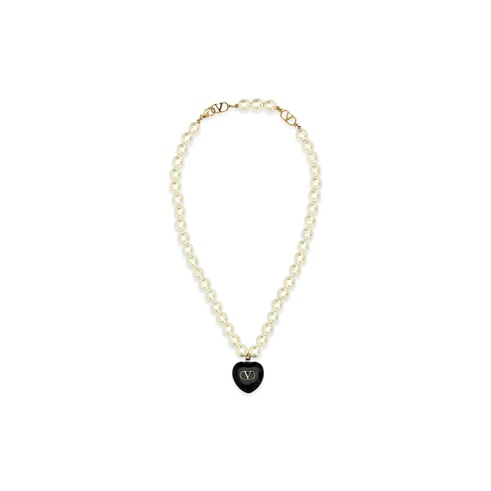 Valentino Women's Pearls Coeur Royal Necklace "Ivory/White"