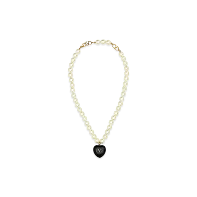 Valentino Women's Pearls Coeur Royal Necklace "Ivory/White"