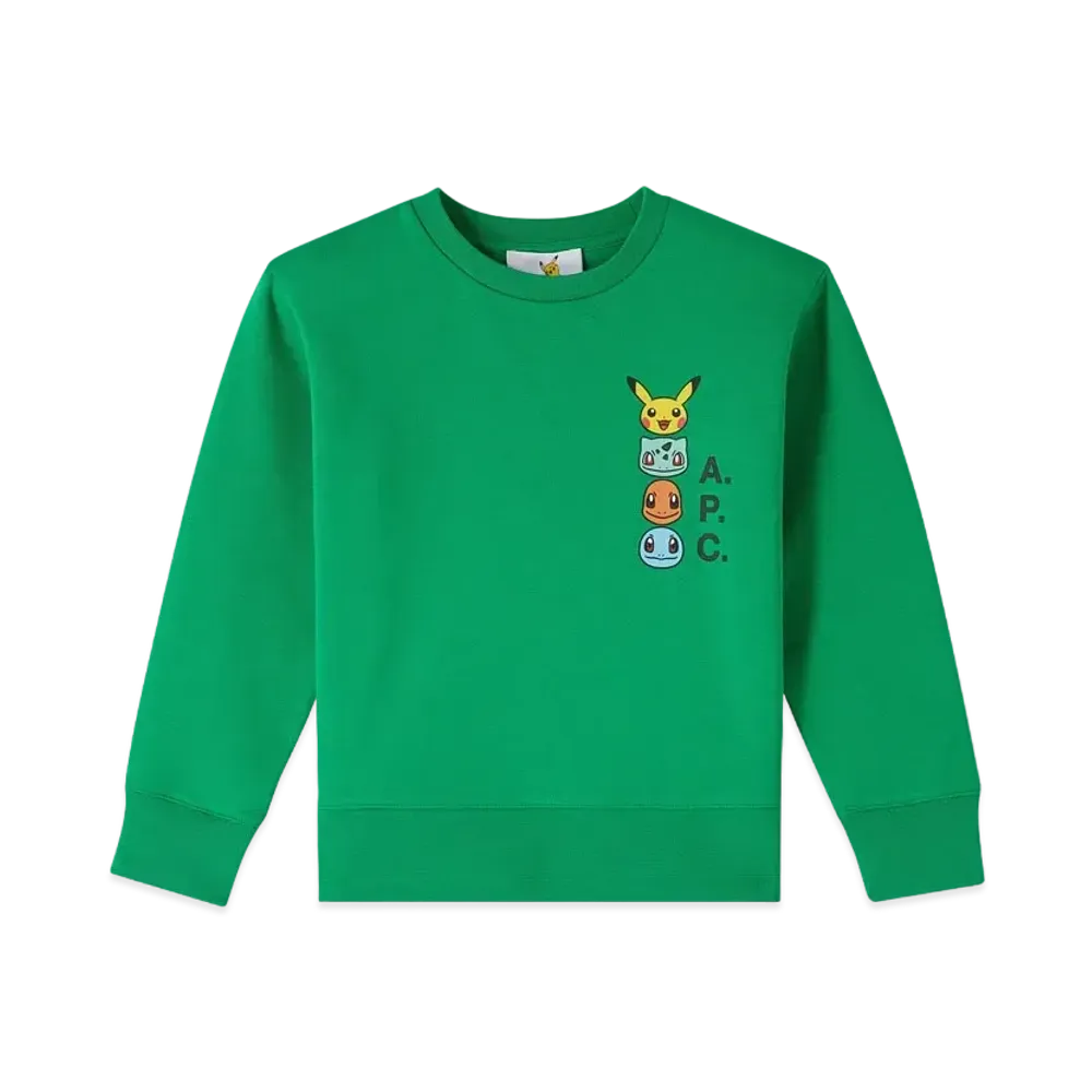 A.P.C. x Pokemon Kids Portrait Sweatshirt "Green"