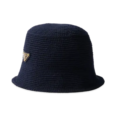 PRADA Crochet Bucket Hat "Navy"