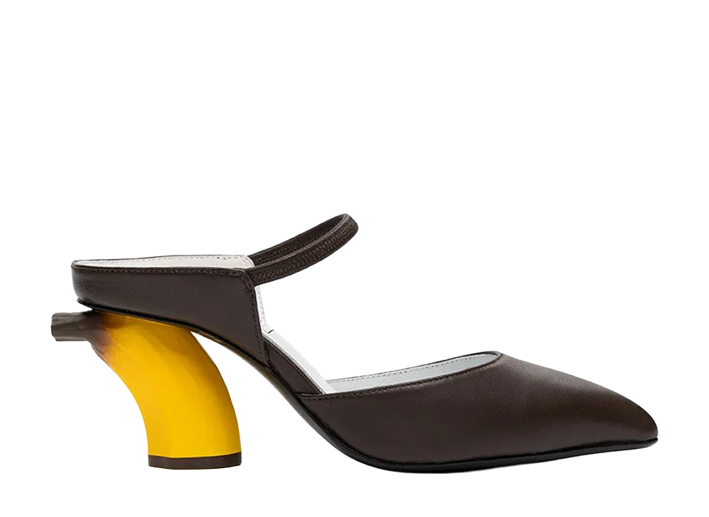 メゾンミハラヤスヒロ ウィメンズ バナナ ヒール ミュール "ブラウン"