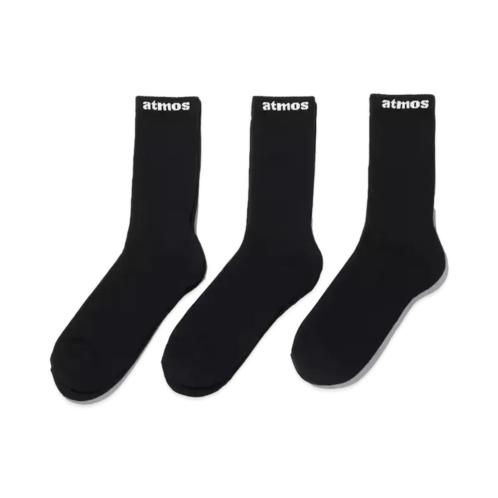 atmos Small Jacquard Logo 3P Socks "Black"