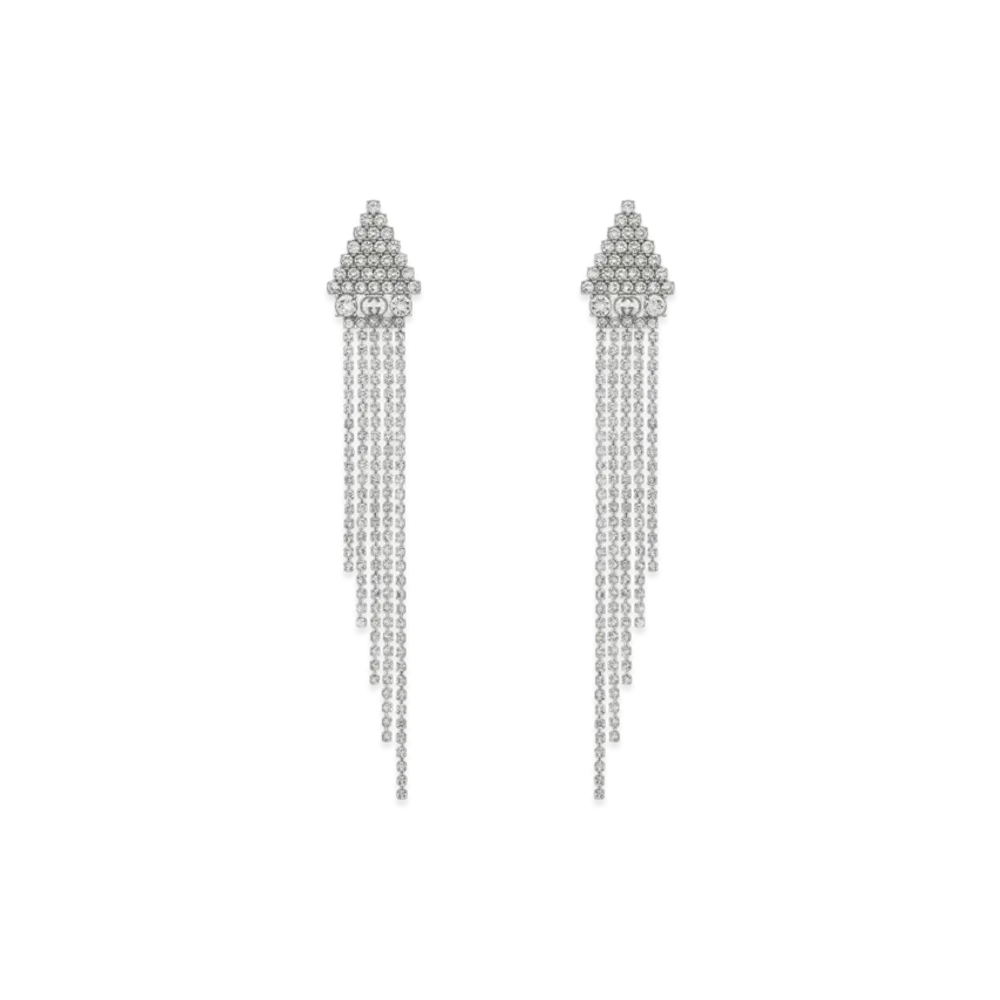 GUCCI Crystal metal Earrings "Palladium"