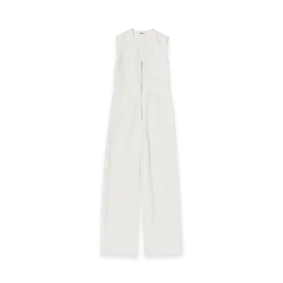AURALEE Hard Twist Cotton Linen Gabardine Sleeveless Jumpsuit "White"