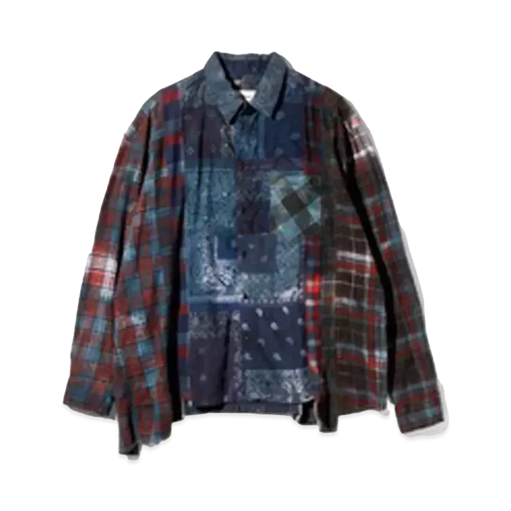 Needles x MIYAGIHIDETAKA 7 Cuts Wide Shirt / Tie Dye - Flannel + Bandana "Type 4"