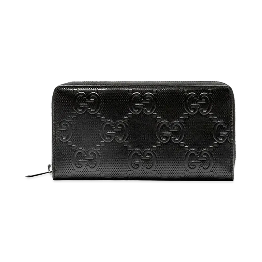 GUCCI GG Embossed Zip Around Wallet "Black"
