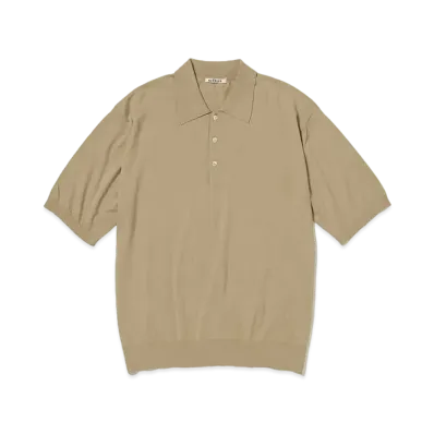 AURALEE Super High Gauge Cotton Knit Polo "Beige"