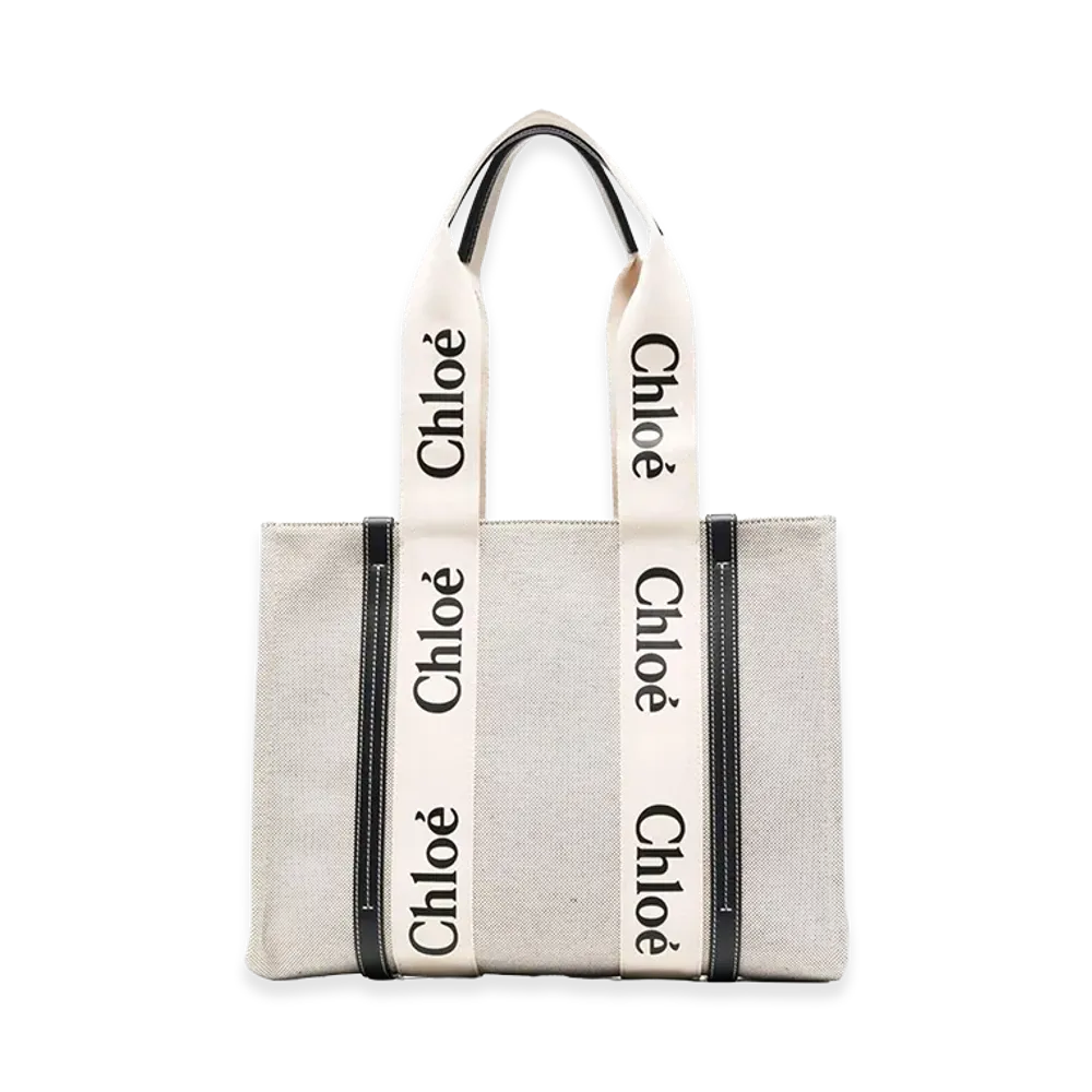 Chloe Women's Linen Bag With Double Logo Handles "Beige"