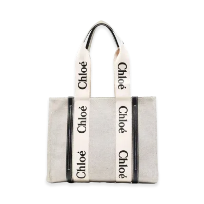 Chloe Women's Linen Bag With Double Logo Handles "Beige"