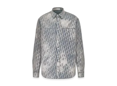 Dior Oblique Cotton Blend Twill Overshirt "Grey/Gold"
