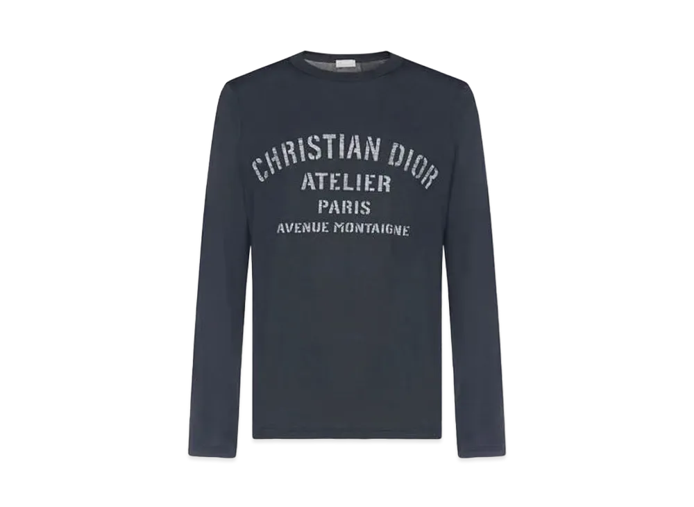 Dior Atelier Logo Print Long Sleeve T-Shirt "Navy"