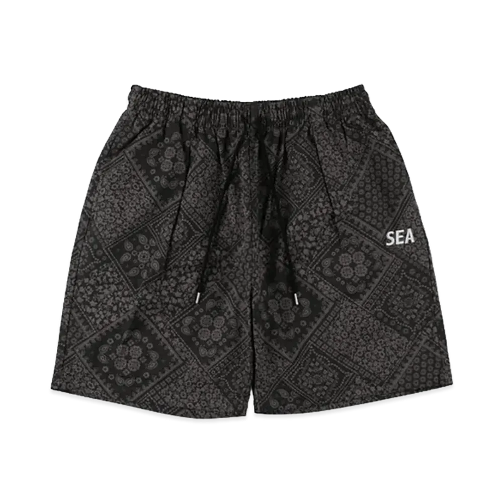 WIND AND SEA Pattern Logo Shorts "Black Paisley"