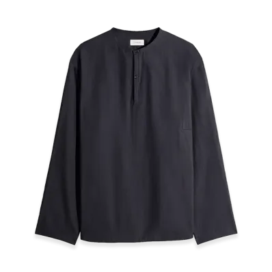 LEMAIRE Washed Cotton Silk Vareuse Top "Squid Ink"