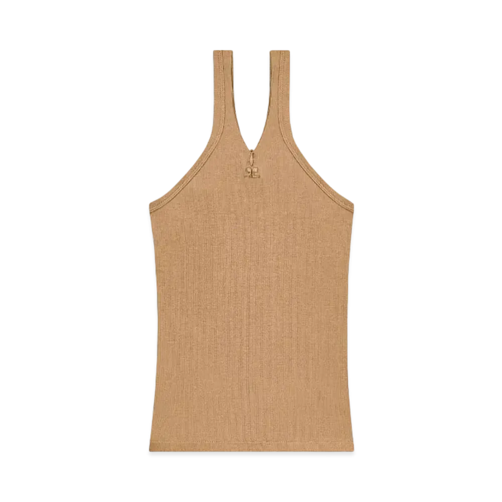 Courreges Zipped Tank Top "Toffee"