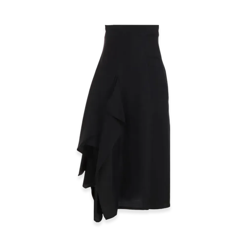 Yohji Yamamoto S/W Twill R Draped High Waist Skt "Black"