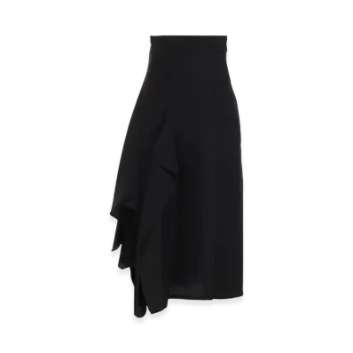 Yohji Yamamoto S/W Twill R Draped High Waist Skt "Black"