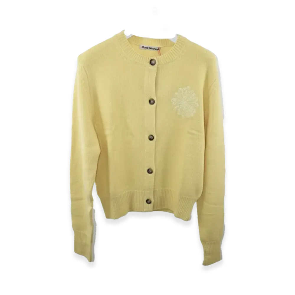 Mardi Mercredi Raccoon Blended Cardigan Round Neck "Lemon Yellow"